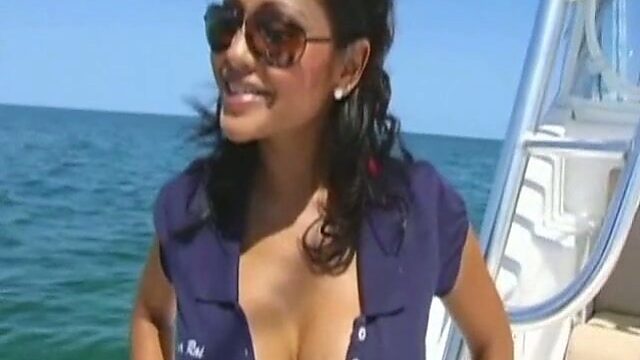 Jaw dropping Indian booty and busty gal Priya Rai shows sweet boobs on yacht