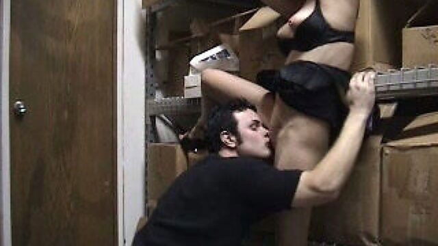Kinky co-workers making love in ware house in front of a hidden camera