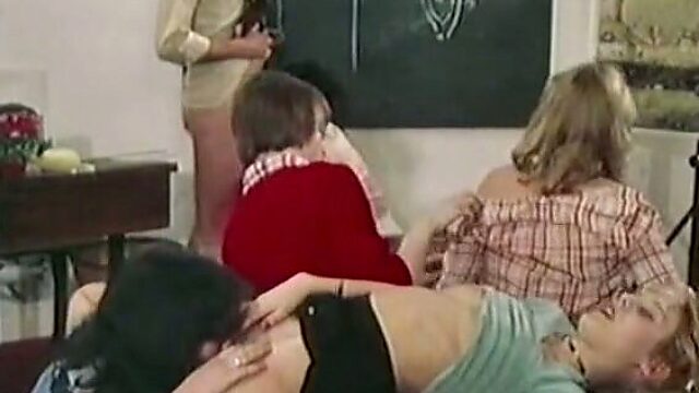 Perverted teacher and perverted students are having group sex