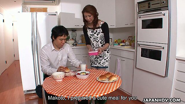 Japanese housewife Yoshioka Nanako provides her man with a great blowjob