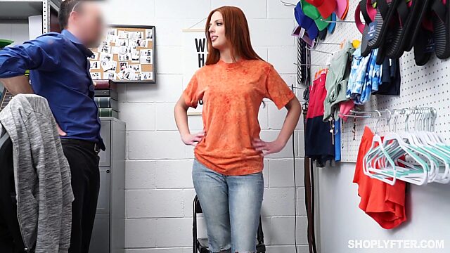 Hot like fire ginger babe Scarlett Mae gets punished for shoplifting