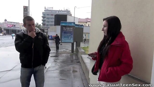 Big nose chick from Russia Olga gets intimate with one stranger guy