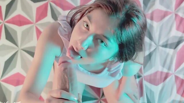 Cute girl gives me a blowjob and I pound her ass hard