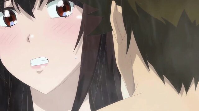 Hot teen girl moaned in the girls' shower after he snuck in hentai