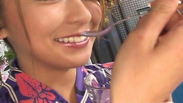Hot and sexy geisha Runa Mikami teases herself with egg vibrators